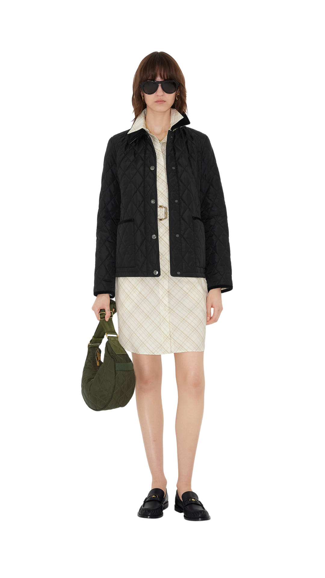 Quilted Nylon Barn Jacket in Black