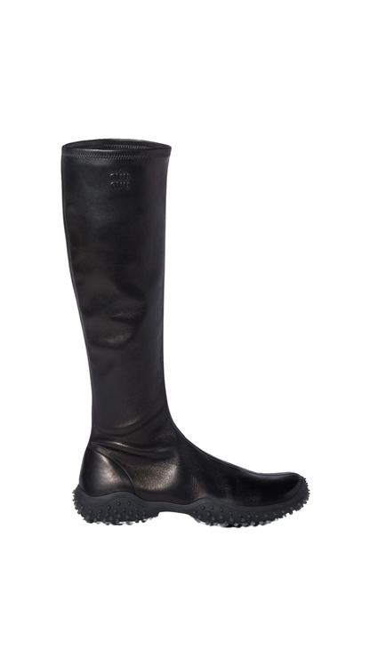 Stretch Nappa Leather Boots in Black