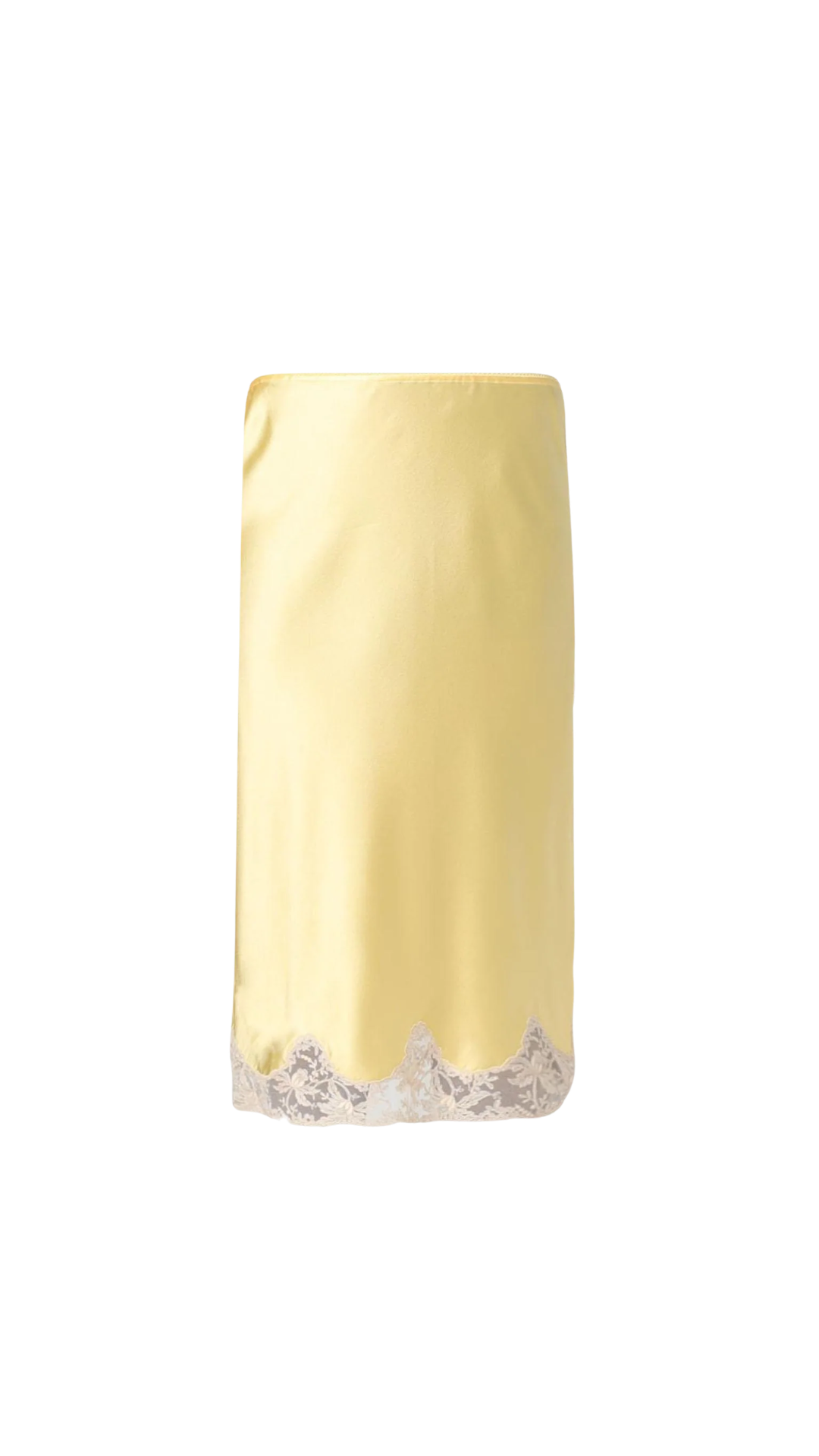 Laced Half-Slip Skirt In Yellow Silk Satin Crepe De Chine