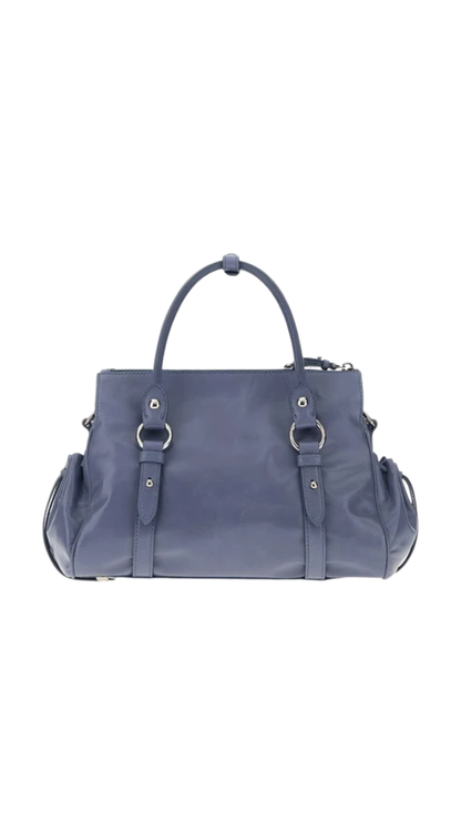 Shiny Leather Handbag in Blue