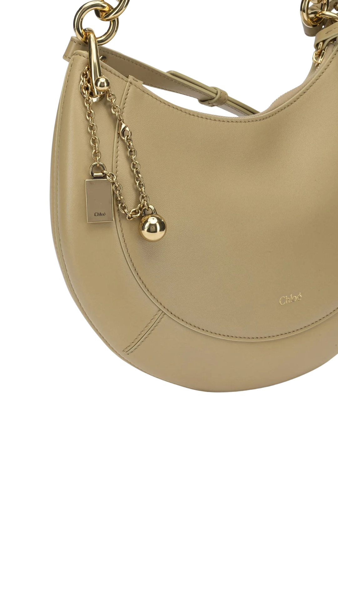 Small Chloé Banana Zipped Hobo in Soft Powder Soft Leather