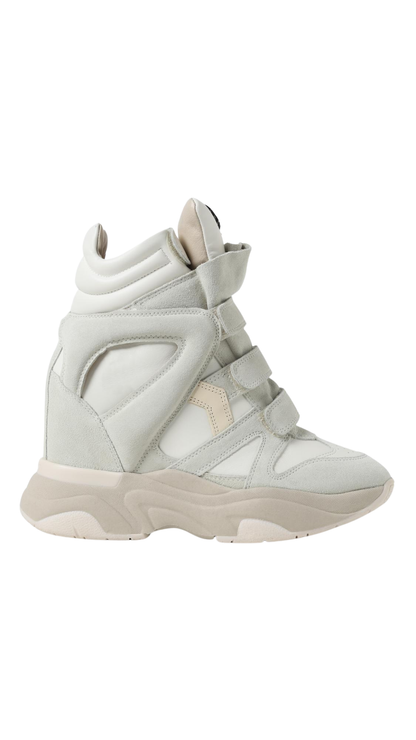 Balskee High-Top Leather Wedge Sneakers in White