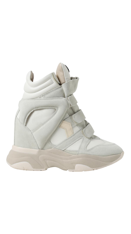 Balskee High-Top Leather Wedge Sneakers in White