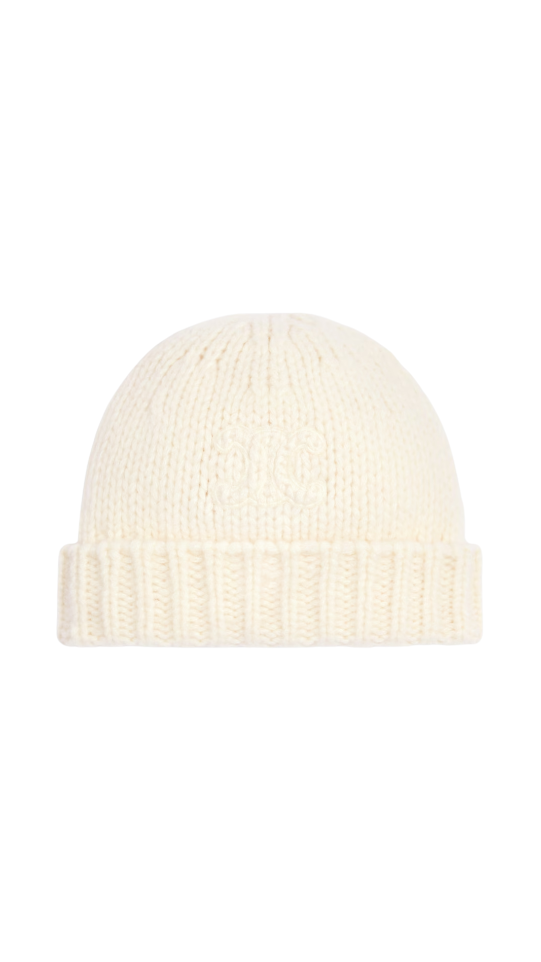 Triomphe Beanie in Off White Cashmere and Silk