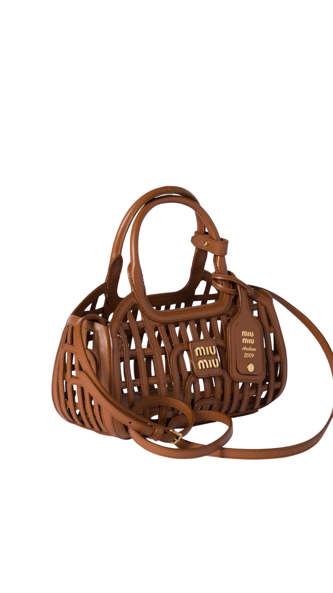 Leather Basket in Cognac