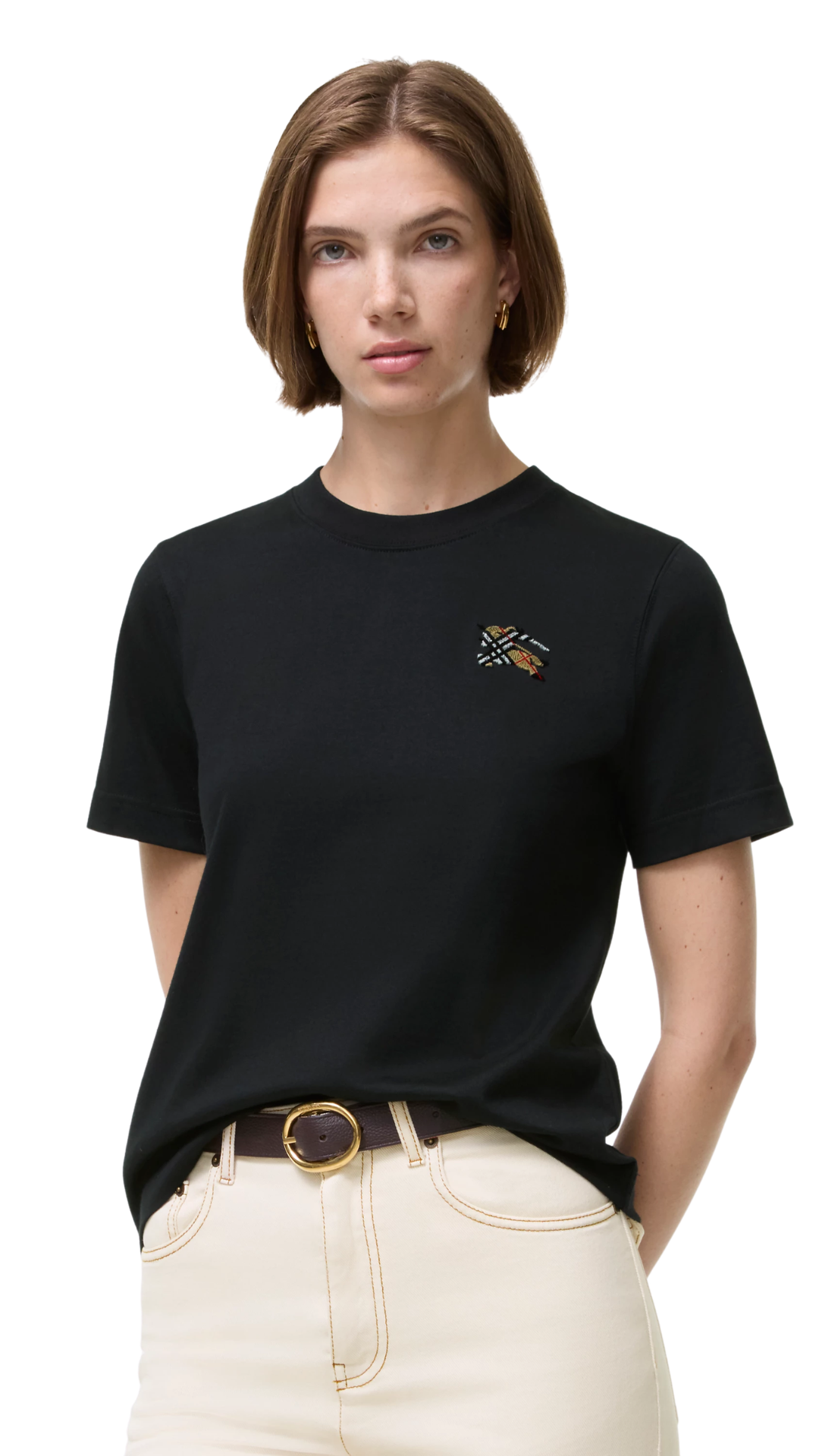 Knight Check Cotton T-shirt in Black