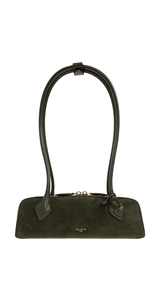Le Teckel Small Bi-Material Bag in Dark Green