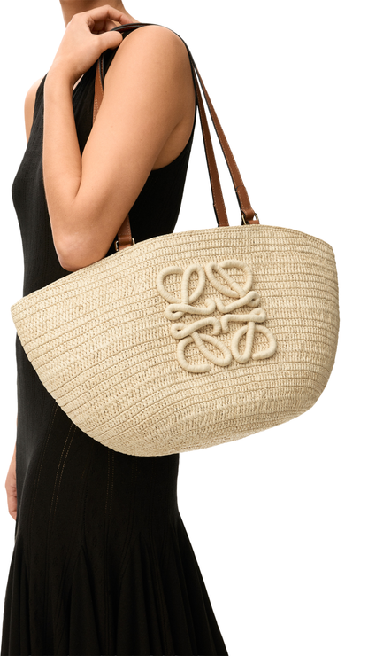 Medium Eclipse Basket In Raffia And Calfskin Natural/Tan