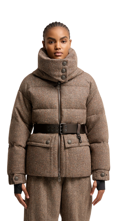 Gelise Shearling-Trimmed Belted Down Jacket