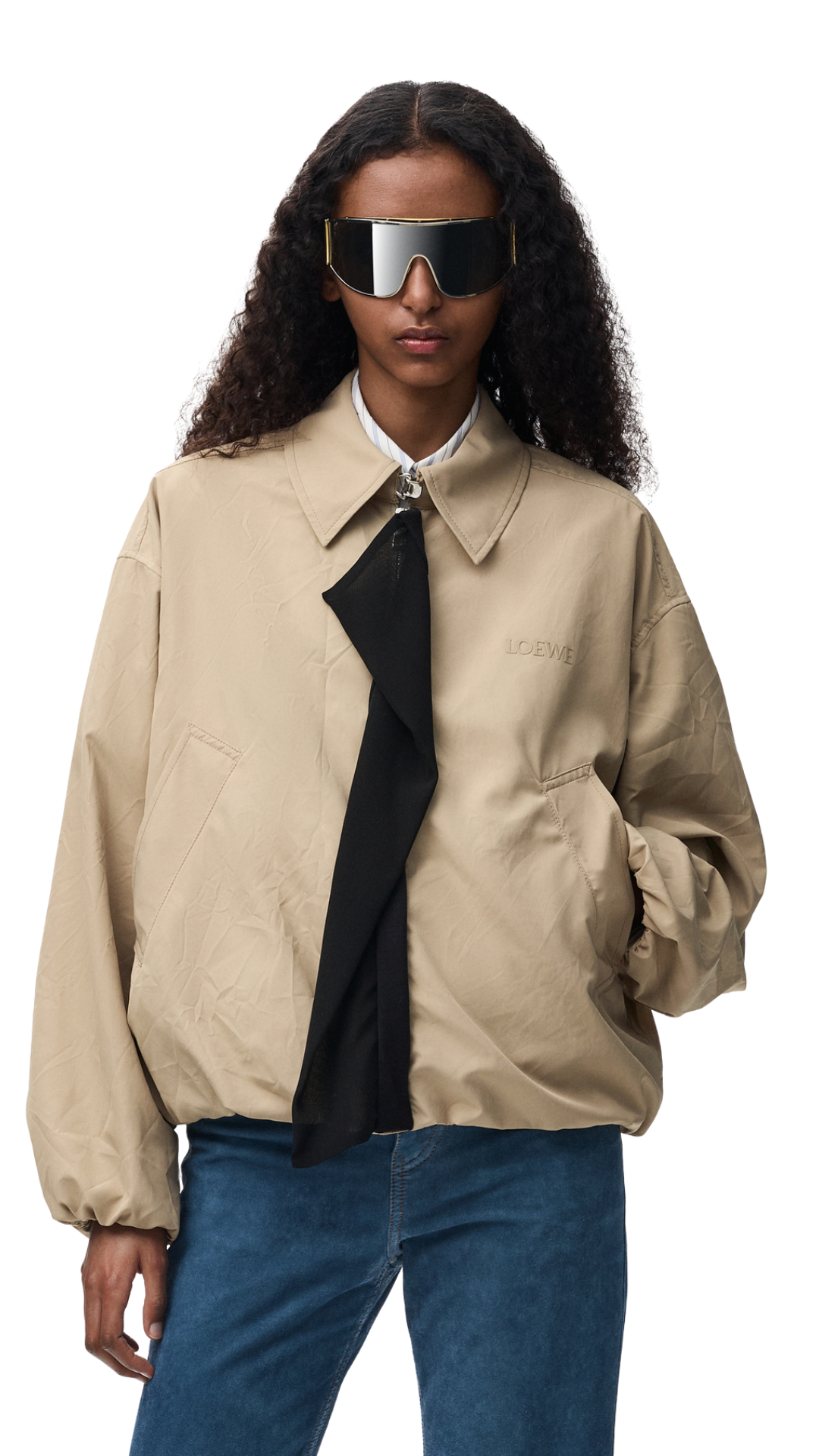 Jacket in Light Beige Technical Fabric
