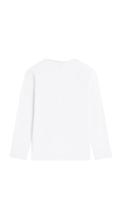 Long-Sleeved T-Shirt in Off White Cotton Jersey