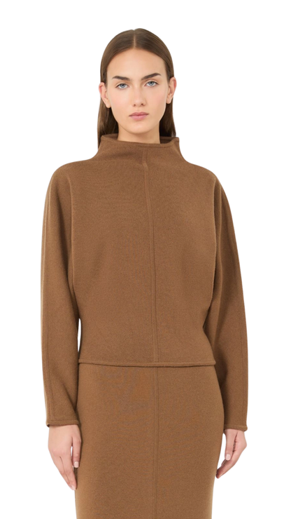 Wool and Cashmere Cropped Jumper - Camel