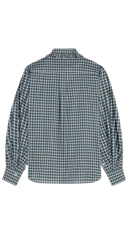 Shirt in Green/White Cotton Cloth