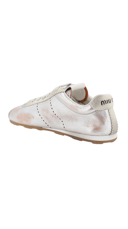 Plume Vintage Silver Leather Sneakers