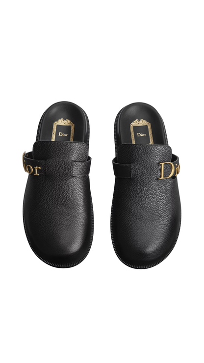 Bolt Mule in Black Grained Calfskin