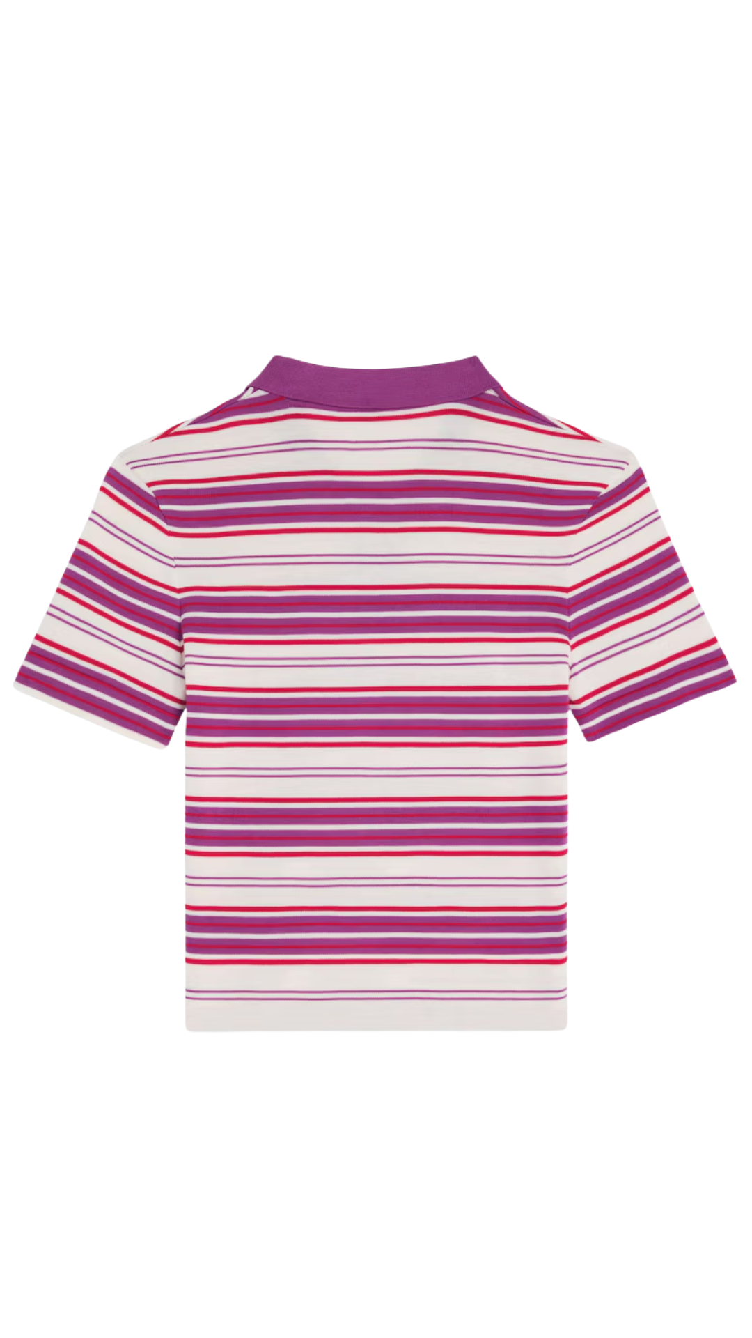 Polo Sweater in White / Purple Striped Cotton