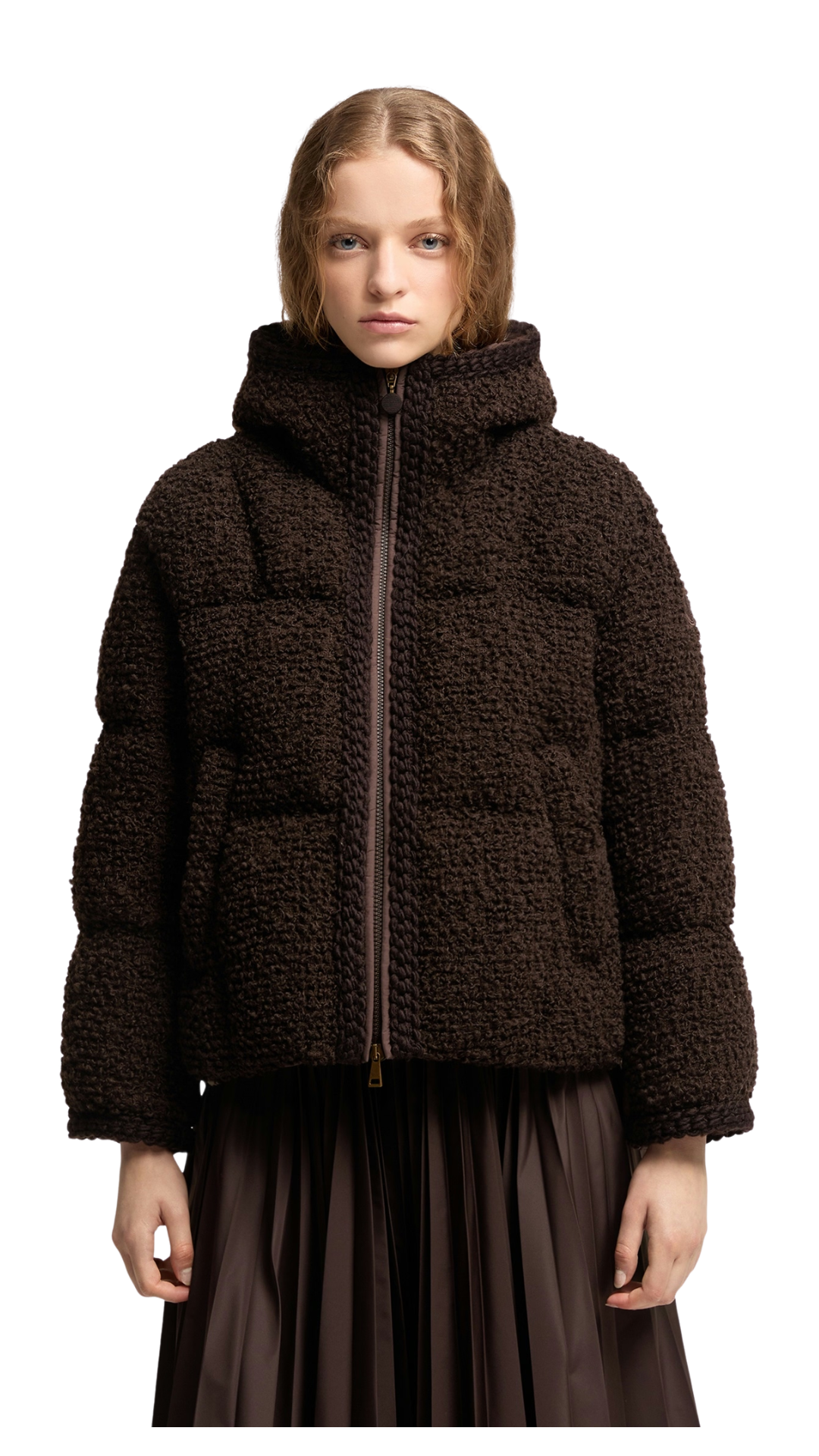 Cristallin Hooded Wool Blend Short Down Jacket