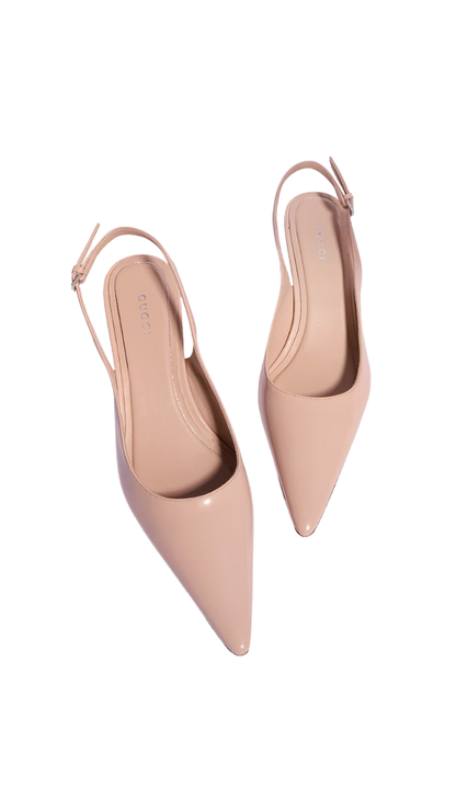 Castello Slingback in Pink Beige Soft Shiny Leather