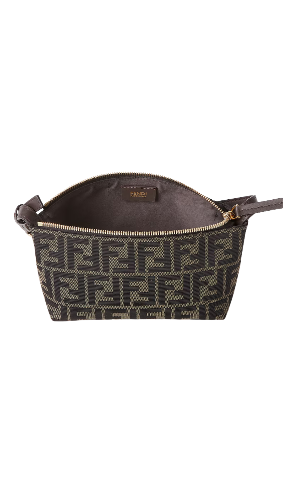 Zip Top Small in Brown Jacquard Fabric Mini-Bag