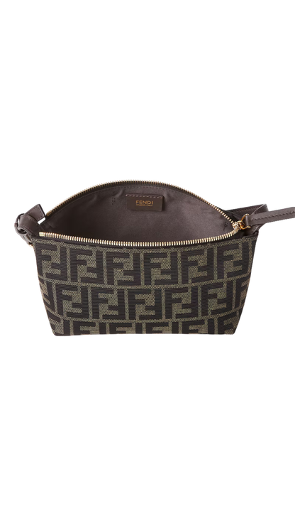 Zip Top Small in Brown Jacquard Fabric Mini-Bag