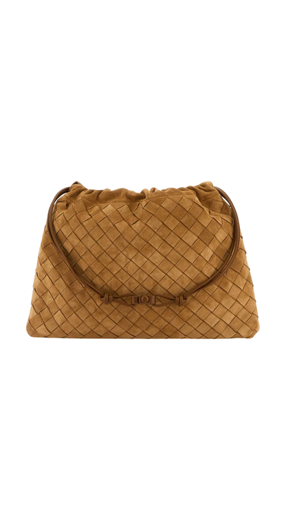 Intrecciato Dustbag in Amber Gold Leather