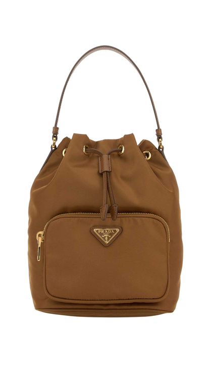 Duet Re-Nylon Bucket Bag in Brown