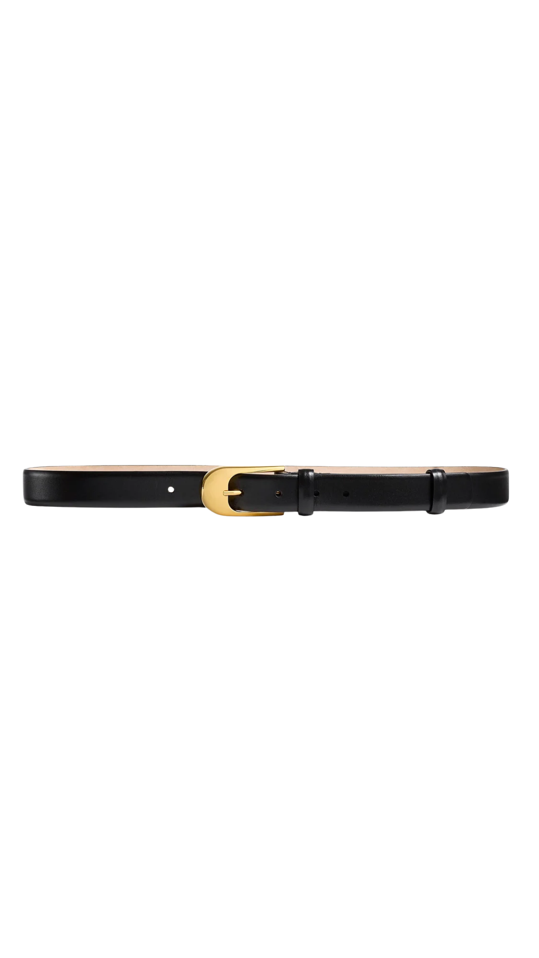 Dome Belt in Black Leather with Gold