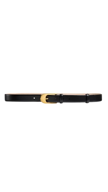 Dome Belt in Black Leather with Gold