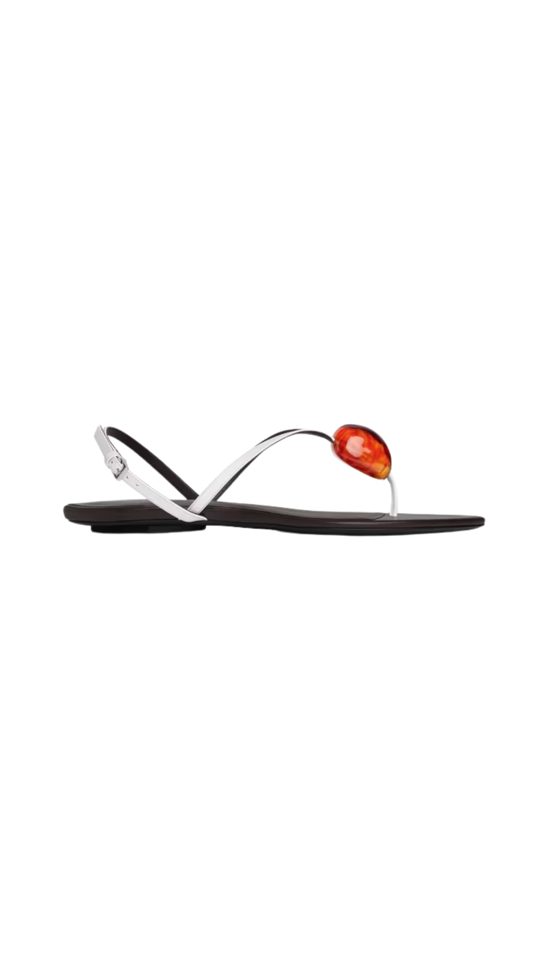 Flat Jewel Sandals in Optical White Patent Leather