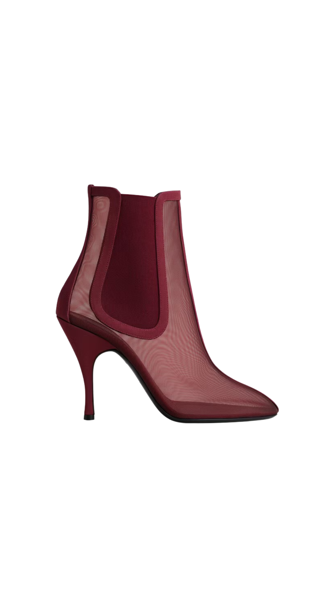 Heeled Chelsea Boots in Bordeaux Mesh