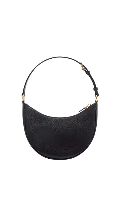 VLogo Signature Mini Hobo Bag In Black Grainy Calfskin