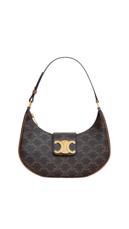 Medium Ava Triomphe Bag in Triomphe Canvas and Calfskin Tan