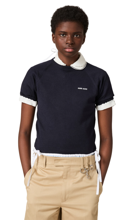 Wool Crew-Neck Sweater in Navy