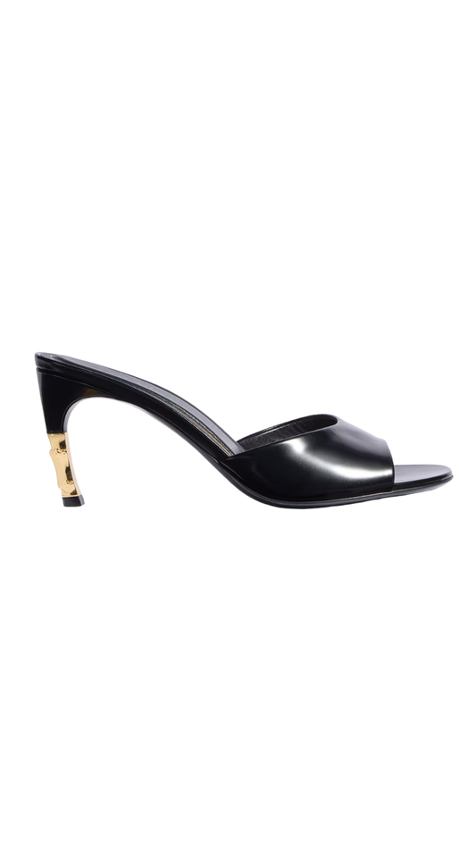Castello Slide in Black Leather