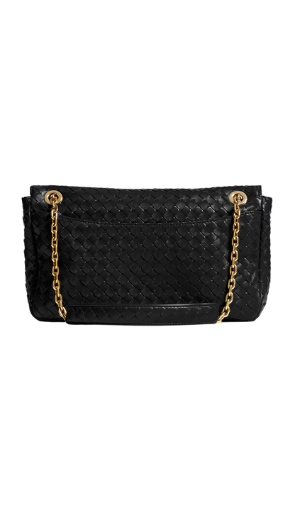 Madison Shoulder Bag in BLack Intrecciato Leather