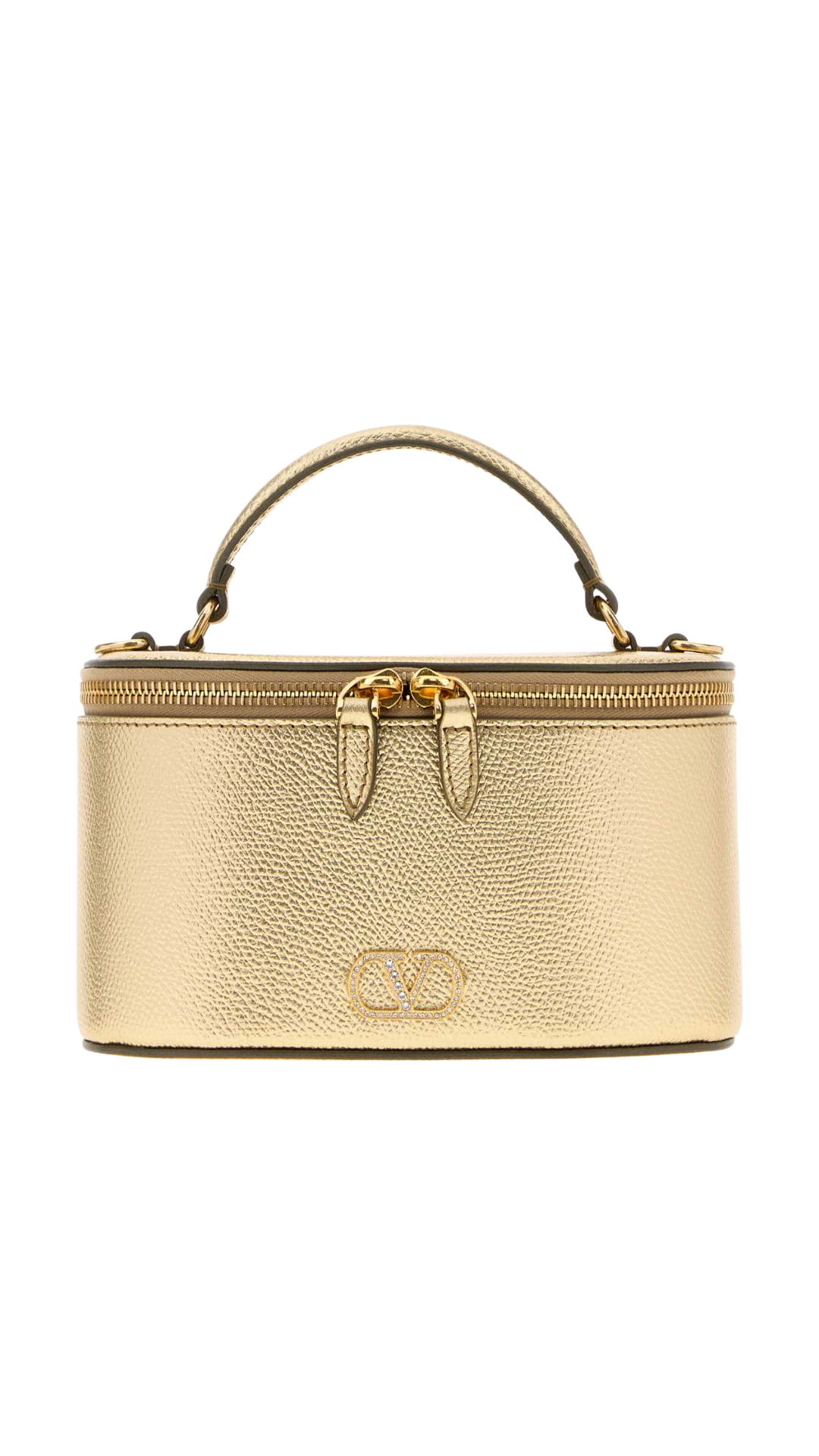 Vlogo Leather Top Handle Bag in Gold