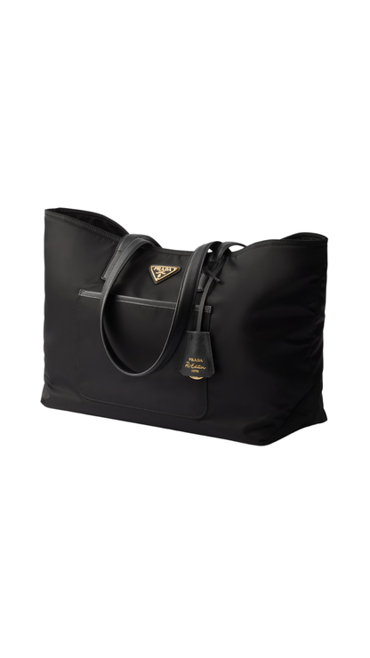 Prada Re-Edition 1978 Medium Re-Nylon and Saffiano Leather Tote Bag in Black