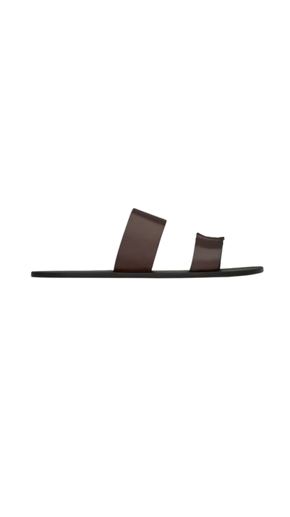 Babylone Slides in Ultra Dark Brown Smooth Leather