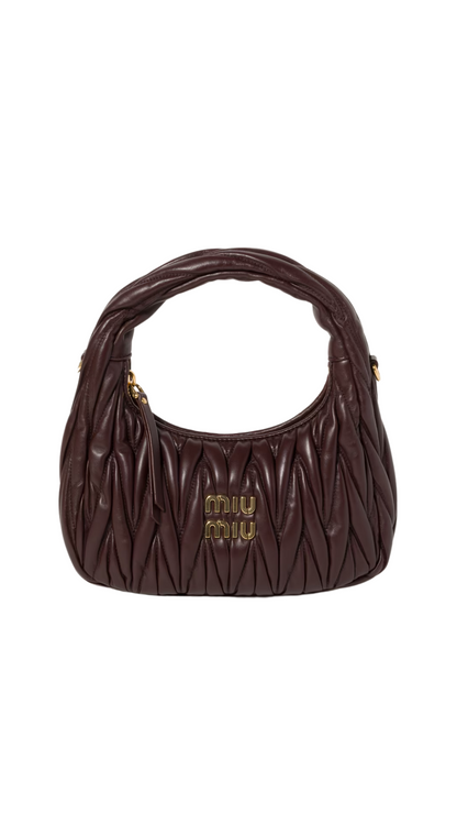 Wander Matelassé Nappa Leather Hobo Mini-Bag in Briarwood