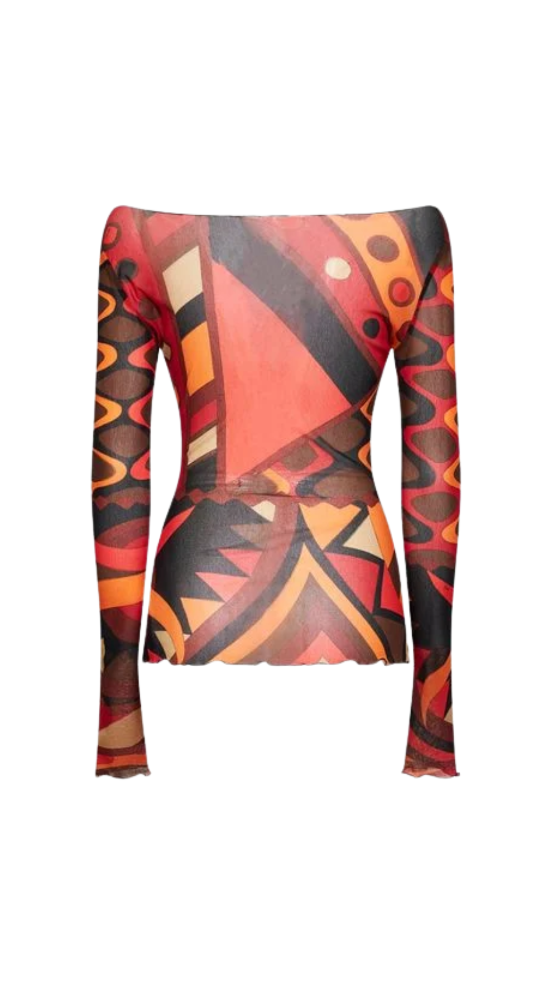 Vivara-Print Tulle Top in Orange and Black