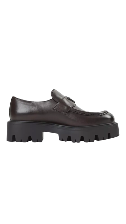 Stride Leather Loafer Penny Style  in Teak