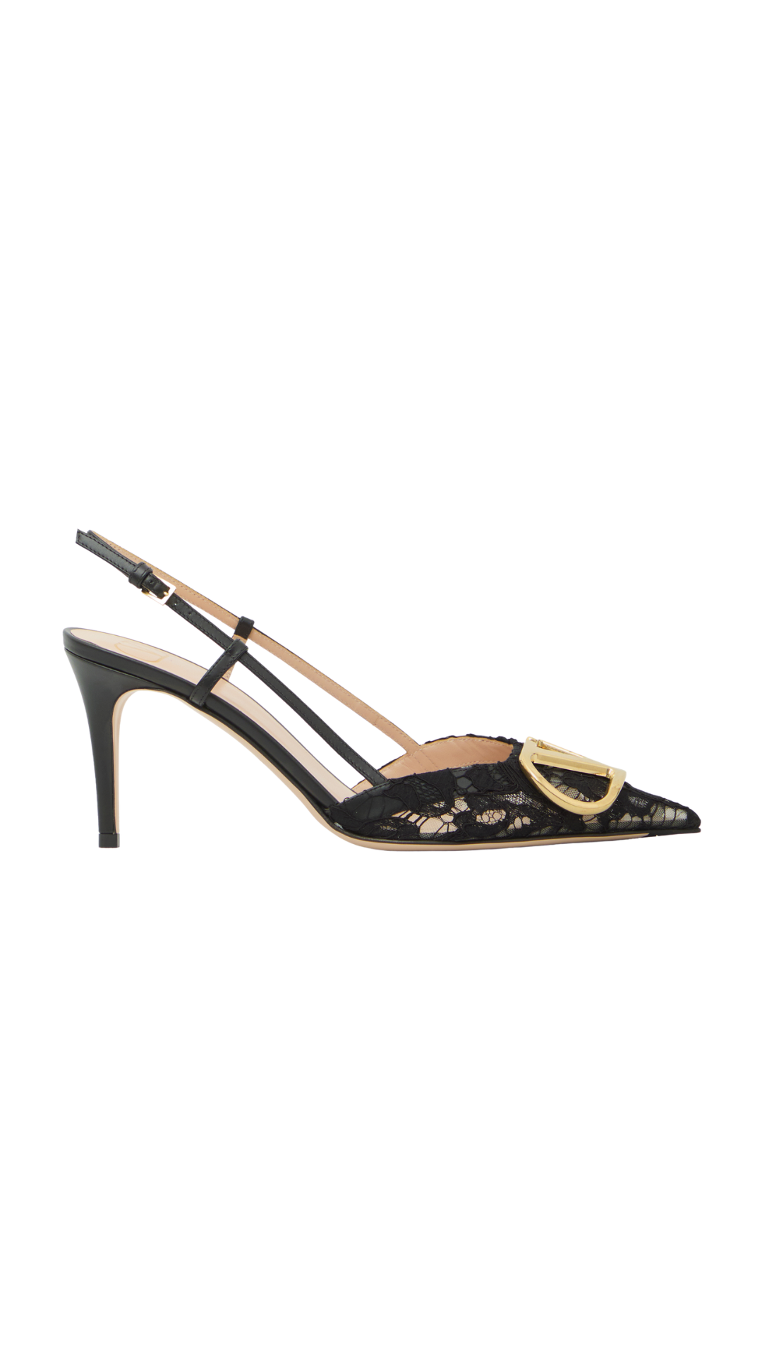 VLogo Signature Slingback Pumps in Black Lace