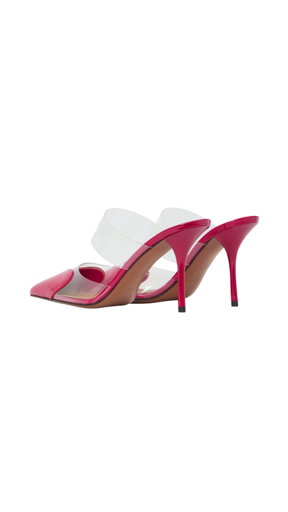 Le Cœur Mules in Raspberry Patent Leather