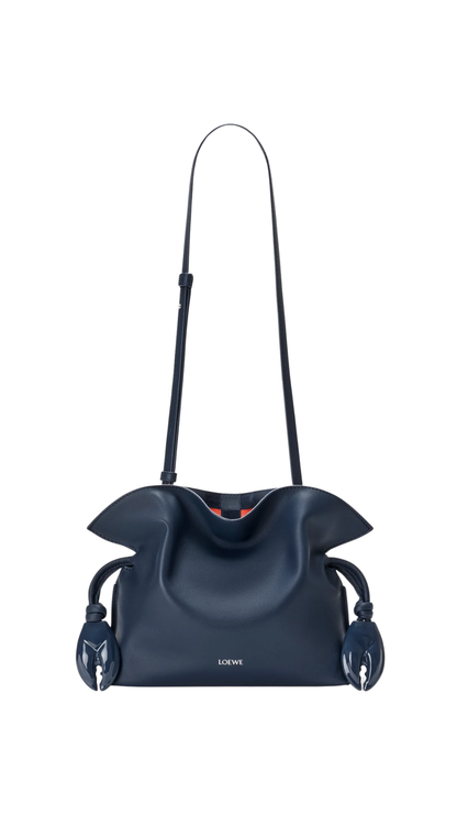 Mini Flamenco Clutch in Deep Navy/Multicolor Nappa Calfskin and Check Intarsio