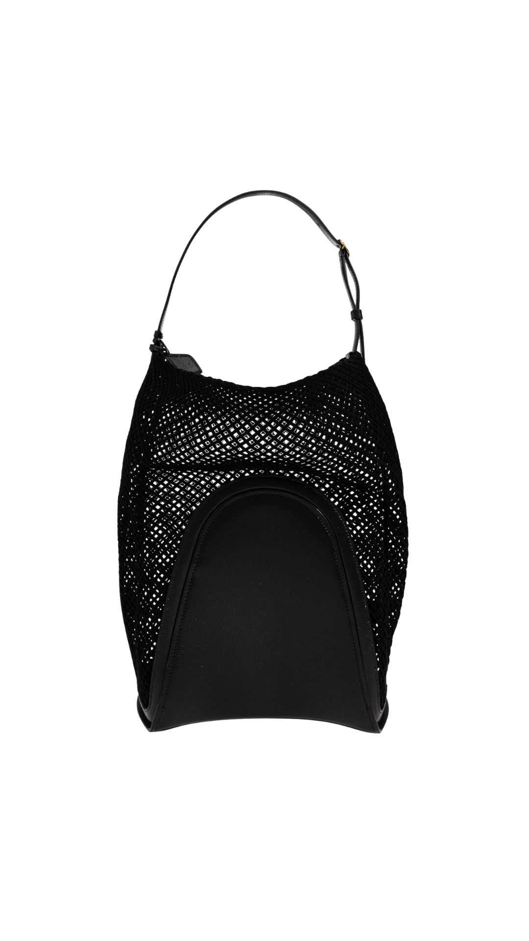 Hip Large Bucket Bag in Black Suede Net