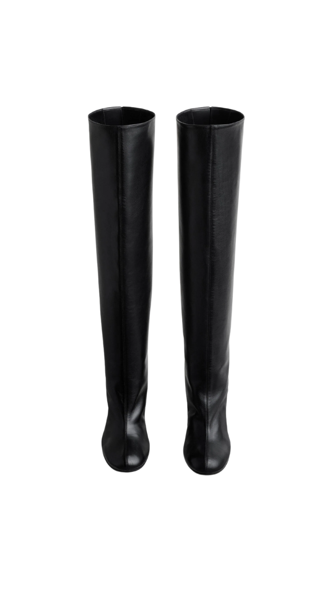 Slouchy High Boot in Black Leather