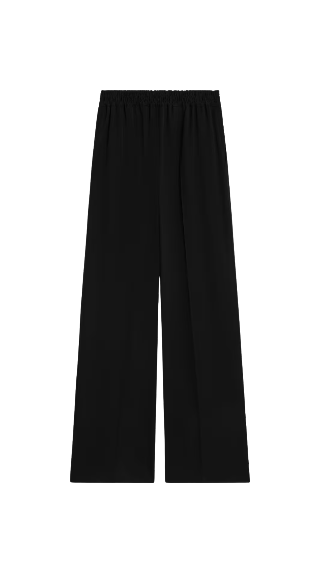 Pull-On Trousers in Black Wool Twill