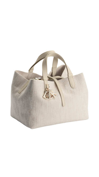 Medium Dior Toujours Bag in Beige Dior Oblique Washed Jacquard