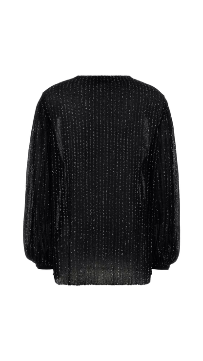 Ribbed Viscose Lamé Blouse with Sequins