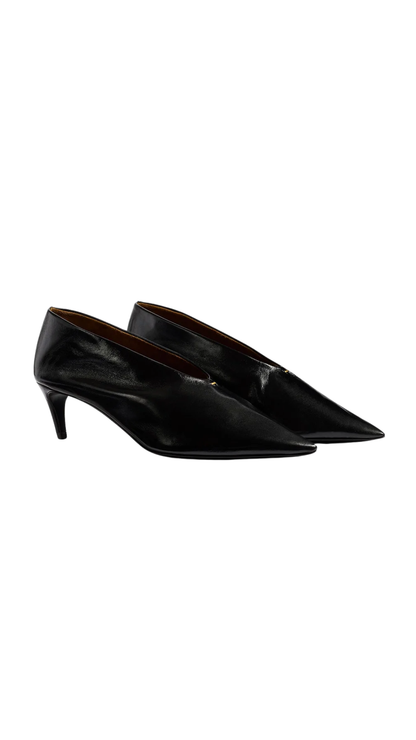 Miriam Pump in Black Glazed Leather
